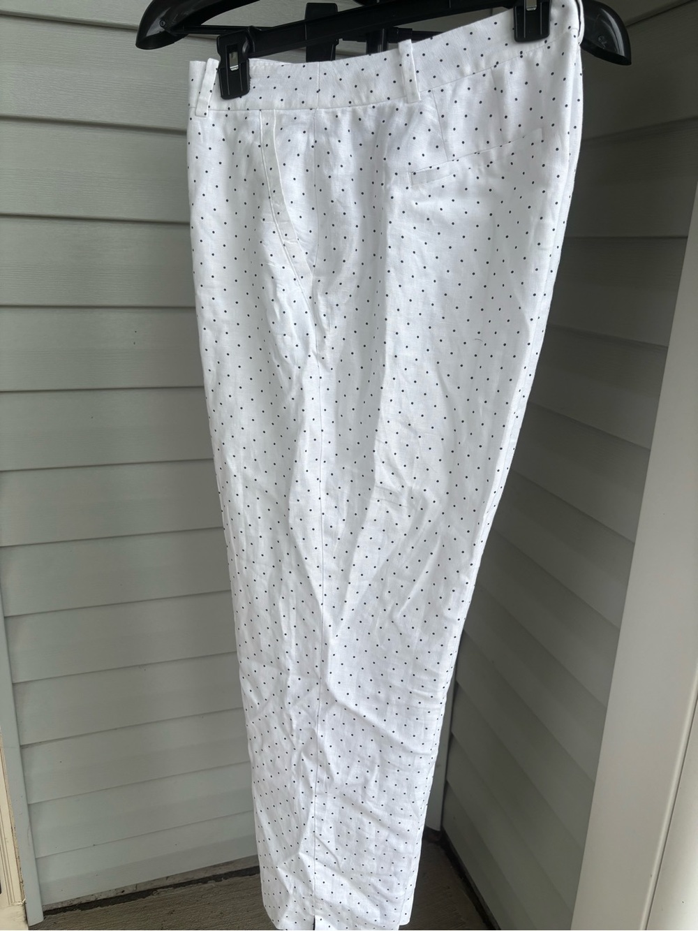 Talbots Slim Ankle Curvy Linen Pants White Black‎ Polka Dot Women’s Size 8